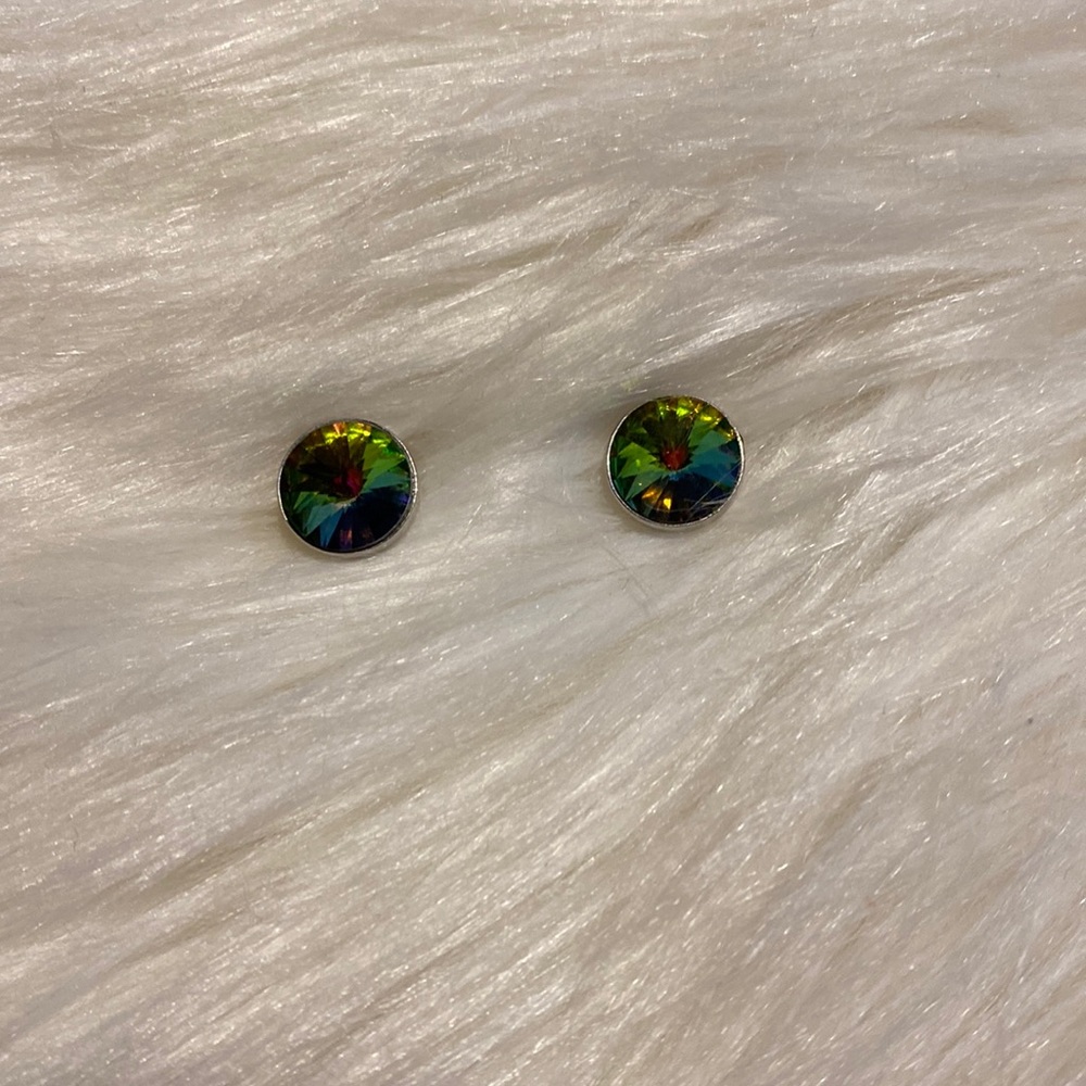 Rainbow Studded Earring Green